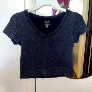 Navy Blue Ribbed Top – Faded Rose – Size Small – Great Condition!